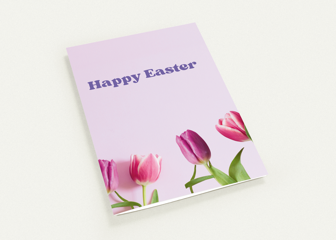 Printable PDF Happy Easter Tulips Card – Blank, 5x7 Portrait Card