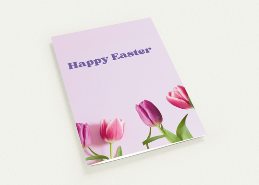 Printable PDF Happy Easter Tulips Card – Blank, 5x7 Portrait Card