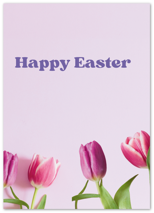 Printable PDF Happy Easter Tulips Card – Blank, 5x7 Portrait Card