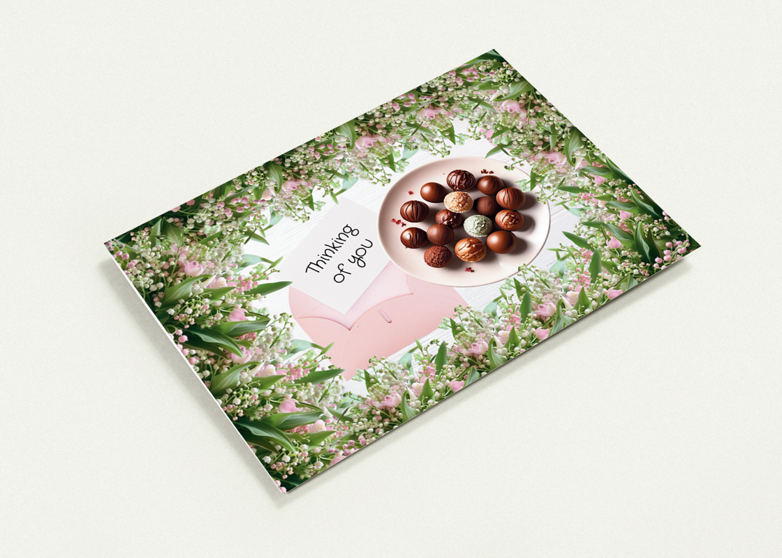 Printable PDF Lilies Of The Valley Thinking Of You Card – Blank, 5x7 Landscape Card